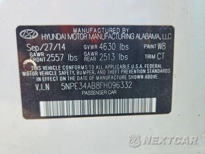 Zdjęcie 12 z 12 samochodu: 2015 HYUNDAI SONATA SPORT 2.0T VIN:5NPE34AB8FH096332 - miniatura