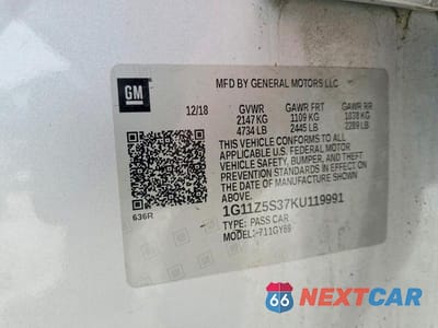 Zdjęcie 12 z 12 samochodu: 2019 CHEVROLET IMPALA LT VIN:1G11Z5S37KU119991 - miniatura