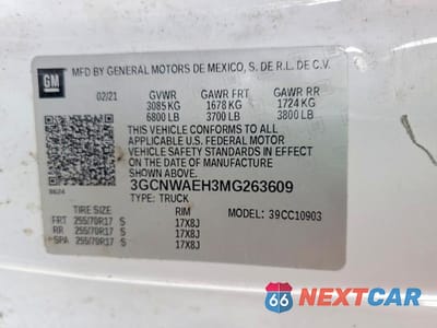 Zdjęcie 11 z 11 samochodu: 2021 CHEVROLET SILVERADO C1500 VIN:3GCNWAEH3MG263609 - miniatura