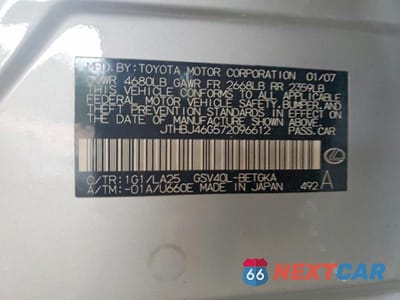 Zdjęcie 13 z 13 samochodu: 2007 LEXUS ES 350 BASE VIN:JTHBJ46G572096612 - miniatura