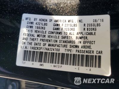 Zdjęcie 12 z 13 samochodu: 2017 HONDA ACCORD SPORT SPECIAL EDITION VIN:1HGCR2F17HA024768 - miniatura