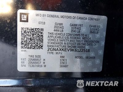 Zdjęcie 13 z 14 samochodu: 2019 CHEVROLET EQUINOX LT VIN:2GNAXKEV9K6122518 - miniatura