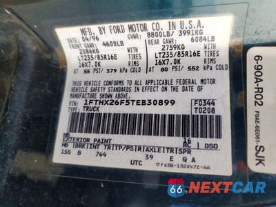 Zdjęcie 12 z 12 samochodu: 1996 FORD F250 VIN:1FTHX26F5TEB30899 - miniatura