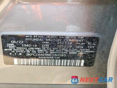 Zdjęcie 12 z 12 samochodu: 2022 HYUNDAI ACCENT SE VIN:3KPC24A69NE180093 - miniatura