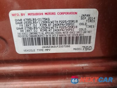 Zdjęcie 13 z 13 samochodu: 2015 MITSUBISHI OUTLANDER SE VIN:JA4AZ3A31FZ007266 - miniatura