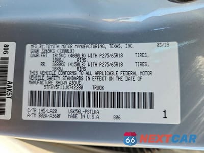 Zdjęcie 12 z 12 samochodu: 2018 TOYOTA TUNDRA LIMITED VIN:5TFHY5F11JX742280 - miniatura