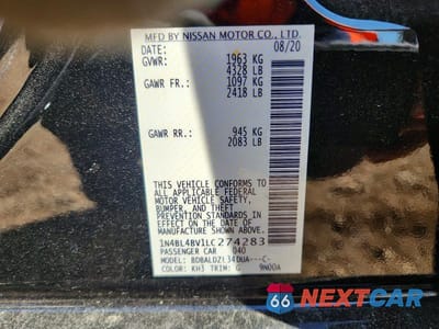 Zdjęcie 13 z 13 samochodu: 2020 NISSAN ALTIMA 2.5 S VIN:1N4BL4BV1LC274283 - miniatura