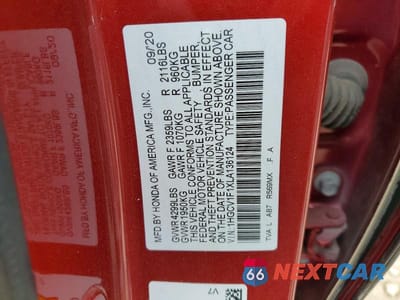 Zdjęcie 12 z 12 samochodu: 2020 HONDA ACCORD LX VIN:1HGCV1F1XLA136124 - miniatura