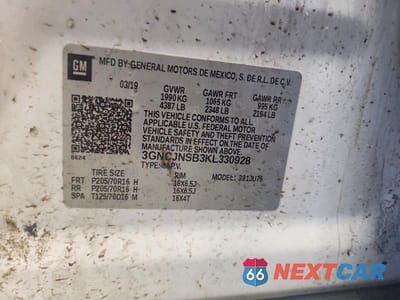 Zdjęcie 12 z 12 samochodu: 2019 CHEVROLET TRAX LS VIN:3GNCJNSB3KL330928 - miniatura