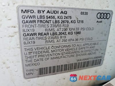 Zdjęcie 13 z 13 samochodu: 2020 AUDI Q5 PREMIUM VIN:WA1ANAFY1L2083482 - miniatura