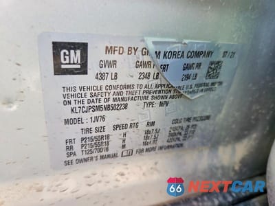 Zdjęcie 12 z 12 samochodu: 2022 CHEVROLET TRAX 1LT VIN:KL7CJPSM5NB502238 - miniatura