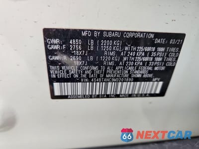 Zdjęcie 12 z 12 samochodu: 2021 SUBARU OUTBACK LIMITED VIN:4S4BTANC9M3201890 - miniatura