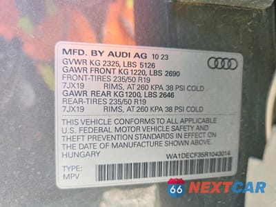 Zdjęcie 14 z 14 samochodu: 2024 AUDI Q3 PREMIUM S LINE 45 VIN:WA1DECF35R1043014 - miniatura