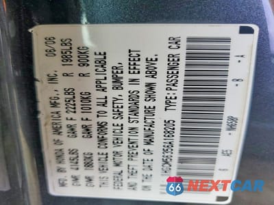Zdjęcie 12 z 12 samochodu: 2006 HONDA ACCORD SE VIN:1HGCM56356A168205 - miniatura