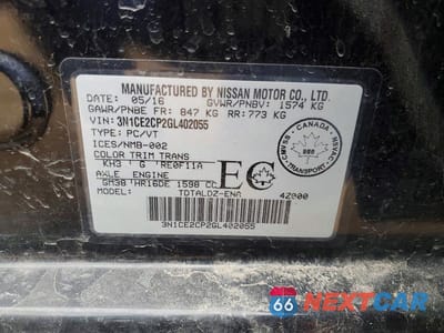 Zdjęcie 13 z 13 samochodu: 2016 NISSAN VERSA NOTE S VIN:3N1CE2CP2GL402055 - miniatura