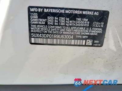 Zdjęcie 13 z 13 samochodu: 2024 BMW X3 SDRIVE30I VIN:5UX43DP01R9U63004 - miniatura