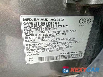 Zdjęcie 10 z 10 samochodu: 2022 AUDI Q7 PREMIUM PLUS VIN:WA1LXBF7XND016550 - miniatura