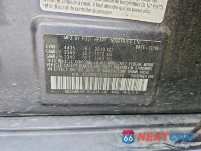 Zdjęcie 12 z 12 samochodu: 2011 SUBARU LEGACY 2.5I PREMIUM VIN:4S3BMCC63B3234276 - miniatura