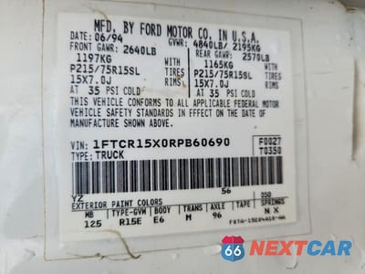 Zdjęcie 12 z 12 samochodu: 1994 FORD RANGER SUPER CAB VIN:1FTCR15X0RPB60690 - miniatura
