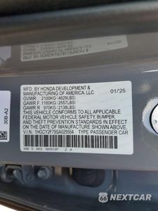 Zdjęcie 12 z 13 samochodu: 2025 HONDA ACCORD HYBRID SPORT-L VIN:1HGCY2F79SA025564 - miniatura