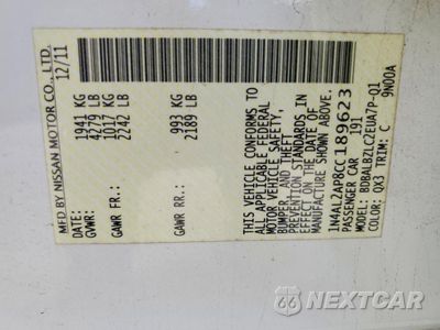 Zdjęcie 12 z 13 samochodu: 2012 NISSAN ALTIMA 2.5 VIN:1N4AL2AP8CC189623 - miniatura