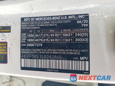 Zdjęcie 13 z 13 samochodu: 2020 MERCEDES-BENZ GLS 450 4MATIC VIN:4JGFF5KE1LA242868 - miniatura
