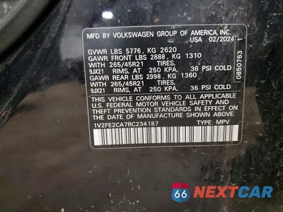 Zdjęcie 14 z 14 samochodu: 2024 VOLKSWAGEN ATLAS CROSS SPORT SEL PREMIUM R-LINE VIN:1V2FE2CA7RC234187 - miniatura