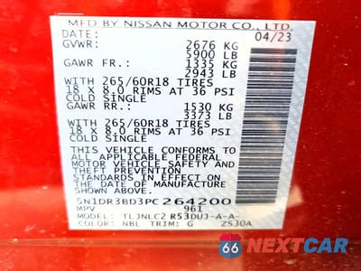 Zdjęcie 13 z 13 samochodu: 2023 NISSAN PATHFINDER ROCK CREEK VIN:5N1DR3BD3PC264200 - miniatura