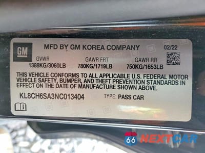 Zdjęcie 12 z 12 samochodu: 2022 CHEVROLET SPARK ACTIV VIN:KL8CH6SA3NC013404 - miniatura