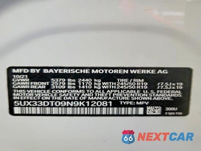 Zdjęcie 13 z 13 samochodu: 2022 BMW X4 XDRIVE30I VIN:5UX33DT09N9K12081 - miniatura