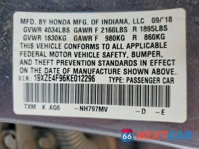 Zdjęcie 12 z 12 samochodu: 2019 HONDA INSIGHT TOURING VIN:19XZE4F96KE012296 - miniatura