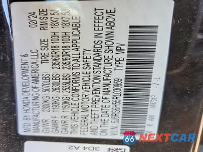 Zdjęcie 12 z 12 samochodu: 2024 HONDA CR-V SPORT VIN:5J6RS6H55RL030959 - miniatura