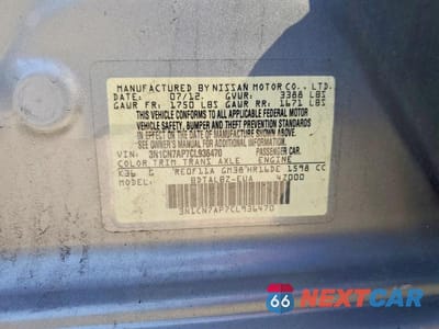 Zdjęcie 12 z 12 samochodu: 2012 NISSAN VERSA 1.6 S VIN:3N1CN7AP7CL936470 - miniatura