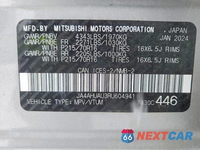 Zdjęcie 14 z 14 samochodu: 2024 MITSUBISHI RVR ES VIN:JA4AHUAU3RU604941 - miniatura