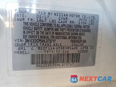 Zdjęcie 12 z 12 samochodu: 2017 NISSAN VERSA NOTE SV VIN:3N1CE2CP5HL373717 - miniatura
