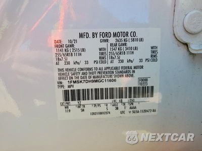 Zdjęcie 14 z 14 samochodu: 2021 FORD EXPLORER XLT VIN:1FMSK7DH9MGC11606 - miniatura