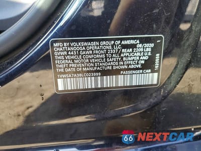 Zdjęcie 13 z 13 samochodu: 2020 VOLKSWAGEN PASSAT SE VIN:1VWSA7A38LC023999 - miniatura