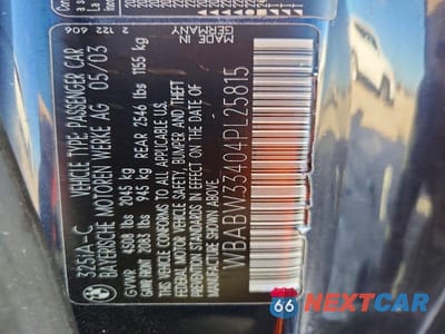 Zdjęcie 13 z 13 samochodu: 2004 BMW 325 CI VIN:WBABW33404PL25815 - miniatura