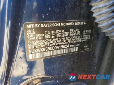 Zdjęcie 12 z 12 samochodu: 2013 BMW X3 XDRIVE28I VIN:5UXWX9C50D0A15624 - miniatura