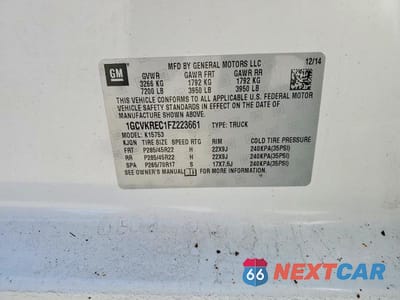 Zdjęcie 12 z 12 samochodu: 2015 CHEVROLET SILVERADO K1500 LT VIN:1GCVKREC1FZ223661 - miniatura