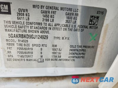 Zdjęcie 13 z 13 samochodu: 2016 BUICK ENCLAVE VIN:5GAKRBKD9GJ124929 - miniatura