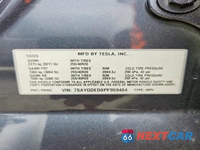 Zdjęcie 12 z 12 samochodu: 2023 TESLA MODEL Y VIN:7SAYGDED8PF959484 - miniatura