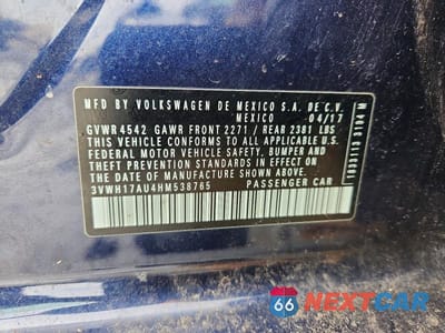Zdjęcie 12 z 12 samochodu: 2017 VOLKSWAGEN GOLF ALLTRACK S VIN:3VWH17AU4HM538765 - miniatura