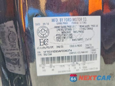Zdjęcie 12 z 12 samochodu: 2010 FORD F150 SUPER CAB VIN:1FTEX1E83AFD36374 - miniatura