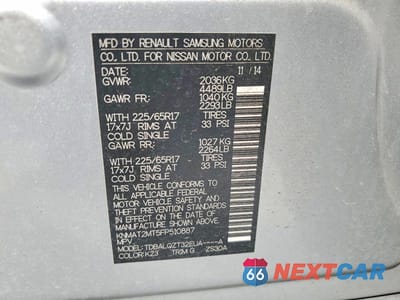 Zdjęcie 13 z 13 samochodu: 2015 NISSAN ROGUE SV VIN:KNMAT2MT5FP510887 - miniatura
