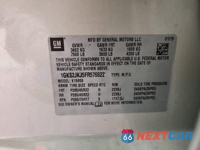 Zdjęcie 13 z 13 samochodu: 2015 GMC YUKON XL DENALI VIN:1GKS2JKJ5FR576822 - miniatura