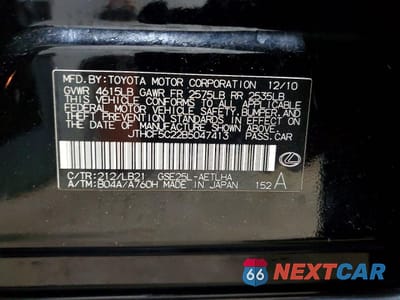 Zdjęcie 12 z 12 samochodu: 2011 LEXUS IS VIN:JTHCF5C22B5047413 - miniatura