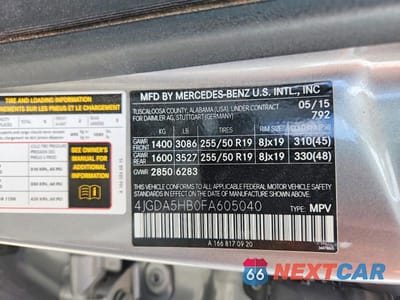 Zdjęcie 13 z 13 samochodu: 2015 MERCEDES-BENZ ML 350 4MATIC VIN:4JGDA5HB0FA605040 - miniatura