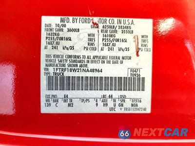 Zdjęcie 12 z 12 samochodu: 2001 FORD F150 VIN:1FTRF18W21NA48964 - miniatura