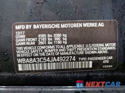 Zdjęcie 12 z 12 samochodu: 2018 BMW 320 XI VIN:WBA8A3C54JA492274 - miniatura